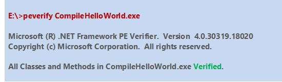 CompileHelloWorld.exe verification